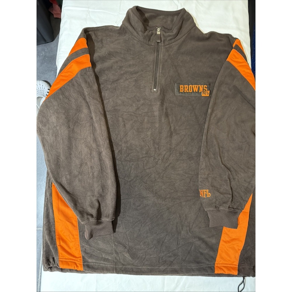 VTG NFL Cleveland Browns Fleece Pullover Sweatshirt Football 1/4 Zip XL Vintage
